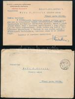 1942 Magyar Labdarúgók Szövetsége (MLSZ) Játékvezetők Testülete köszönő levele Szép J. Károly tizedes részére, tábori postaként küldve, borítékkal