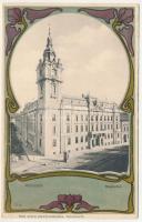 Kolozsvár, Cluj; Megyeháza. Rigó Árpád kiadása, szecessziós-virágos litho keret / county hall. Art Nouveau, floral litho frame (EK)
