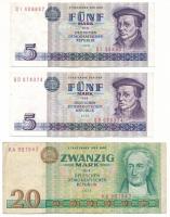 Német Demokratikus Köztársaság 1975. 5M (2x) + 20M T:F German Democratic Republic 1975. 5 Mark (2x) + 20 Mark C:F