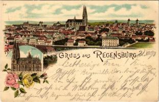 1898 Regensburg, dom. Art Nouveau, floral, litho