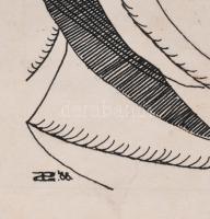 Parádi Gabriella (1970-): Szürrealista kép, 1988. Tus, papír. Jelezve balra lent. Hátoldalán autográ...