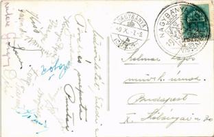 1940 Nagybánya, Baia Mare; látkép, üzletek / general view, shops. photo + "1940 Nagybánya vissz...