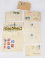 1940 Erdély, 7 db "Kolozsvár visszatért" bélyegzés, az egyik különféle román bélyegekkel ellátott táviraton