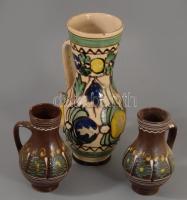 3 darab erdélyi bokály, közte Józsa János Korond, kopással, m: 22,5 cm