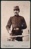 cca 1910 Katonaportré, vizitkártya Koch Dániel esztergomi műterméből, 10,5x6,5 cm (Ritka!)