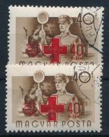 1957 Vöröskereszt (IV.) 40f a fillér felirat pontos i-vel + támpéldány