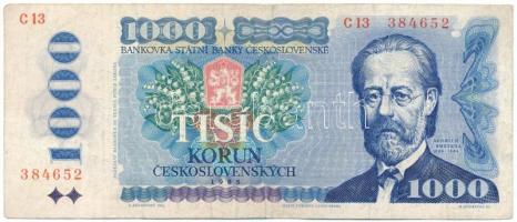 Csehszlovákia 1985. 1000K "C 13 384652" T:F Czechoslovakia 1985. 1000 Korun "C 13 384652" C:F Krause P#98