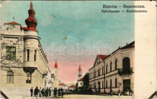 Beszterce, Bistritz, Bistrita; Spitalgasse / Kórház utca / street view (ragasztónyom / glue marks)