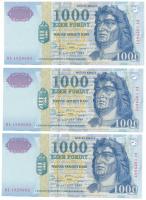 1998. 1000Ft (3x) sorszámkövetők "DE 1929661 - DE 1929663" T:UNC,AU Adamo F55.4