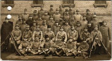 1916 Első világháború, osztrák-magyar katonák csoportképe, I. Honvéd Gyalogezred I. Zászlóalj, III. század, II. szakasz / WWI Austro-Hungarian K.u.k. military, soldiers' group. photo (lyukasztott / punched)