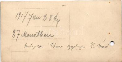 1917 Első világháború, osztrák-magyar katonák csoportképe, I. Honvéd Gyalogezred III. század / WWI A...