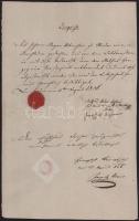 1836 Német nyelvű okirat (bizonyítvány) viaszpecséttel és papírfelzetes pecséttel
