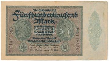 Német Birodalom / Weimari Köztársaság 1923. 500.000M T:F German Empire / Weimar Republic 1923. 500.000 Mark C:F Krause P#88
