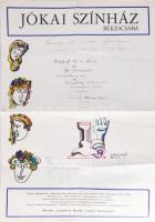 Schéner Mihály (1923-2009): Karácsony előtti invokáció katedrális építésre (cím nélkül), 11980. Filctoll, golyóstoll papír. Jelzett. Schéner Mihály autográf verses soraival és ajánlásával. Békéscsabai Jókai Színház plakátján. Hajtásnyomokkal. Lapszéli néhány kevés apró folttal és részben javított kisebb szakadásokkal. 84x59 cm