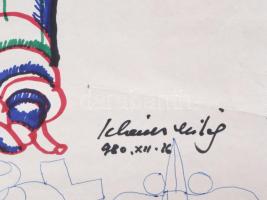 Schéner Mihály (1923-2009): Karácsony előtti invokáció katedrális építésre (cím nélkül), 11980. Filc...