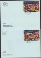 2023 Veszprém-Balaton Európa kulturális fővárosa 2 db blokk (Blokk A + Blokk B), fogazott és vágott, piros és fekete azonos sorszámmal 00135 2 db FDC-n