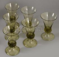 Römer pohár készlet. Anyagában színezett szakított üveg, 6 darab, hibátlan, m: 14 cm