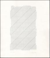 Albert Zsuzsa (Bak Imréné, 1954-): Geometrikus kompozíció (cím nélkül), 1982. Szitanyomat, papír, jelzett. Számozott: 63/130. Az 1982-ben megjelent 12 Artisti Ungheresi mappából. 27x16 cm.
