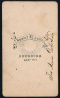 cca 1870 Hölgy egészalakos portréja, vizitkártya Gondy és Egey debreceni műterméből, a hátoldalon &q...