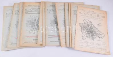 1934 Budapest Székesfőváros Statisztikai Havifüzetei LXII. évf. 709-720. sz. (12 szám + tartalomjegyzék.) Szerk. és kiadja Budapest Székesfőváros Statisztikai Hivatala. Kiadói tűzött papírkötés, vegyes állapotban.