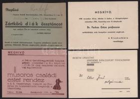 cca 1935-1941 4 db különféle meghívó