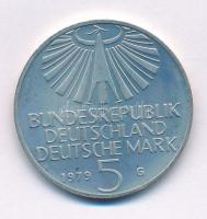 Német Szövetségi Köztársaság 1979G 5M Cu-Ni "Otto Hahn születésének 100. évfordulója" T:AU Federal Republic of Germany 1979G 5 Mark Cu-Ni "100th birthday of Otto Hahn" C:AU Krause KM#151