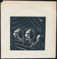Patay Mihály (1910-1956): Istálló, 1930-as évek. Fametszet, papír, jelzett a metszeten, lap bal felső sarkában apró sérüléssel, 12,5x13 cm