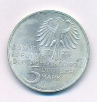Német Szövetségi Köztársaság 1974D 5M Ag "Immanuel Kant" T:XF patina Federal Republic of Germany 1974D 5 Mark Ag "Immanuel Kant" C:XF patina Krause KM#139