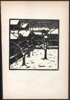 Schilling János (1930-31-ben a nagybányai szabadiskolában tanult): Városrészlet, 1930-as évek. Linómetszet, papír, jelzés nélkül, lap széle vágott, 16x16 cm