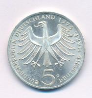 Német Szövetségi Köztársaság 1975G 5M Ag "Albert Schweitzer" T:AU patina Federal Republic of Germany 1975G 5 Mark "Albert Schweitzer" C:AU patina Krause KM#143