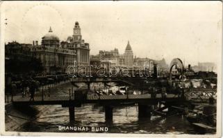 1937 Shanghai Bund / port, automobiles, steamships. photo (Rb)