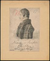 1827 Ferdinand von Lütgendorf-Leinburg (1785-1858): Bittó Albert (1777-?), Arad vármegye országgyűlési követének portréja. Rézmetszet, papír, jelzett a metszeten, papírlapra ragasztva, 15x10,5 cm