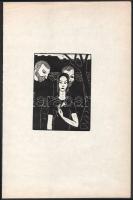 Dienes István (1905-1977): Társaság, 1930-as évek. Linómetszet, papír, jelzés nélkül, 12x9 cm