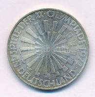 Német Szövetségi Köztársaság 1972D 10M Ag "Nyári Olimpia, München / Spirál (IN DEUTSCHLAND) T:XF patina Federal Republic of Germany 1972D 10 Mark Ag "Olympic Games Munich / Spiral (IN DEUTSCHLAND) C:XF patina Krause KM#130