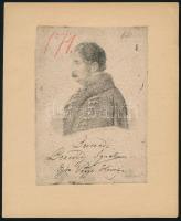 1827 Ferdinand von Lütgendorf-Leinburg (1785-1858): Bezerédj Ignác (1783-1862), Győr vármegye országgyűlési követe, alispán, udvari tanácsos portréja. Rézmetszet, papír, jelzett a metszeten, papírlapra ragasztva, 15x10,5 cm