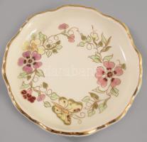 Zsolnay pillangó mintás tálka, jelzett, hibátlan, d: 12,5 cm