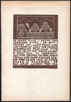 Whitney, Arthur Harold (1909-?): Illusztráció I (In derry vale...), 1930-as évek. Fametszet, papír, jelzés nélkül. Lap tetején apró szakadásokkal. 16,5x14 cm