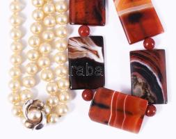 10 darab bizsu nyaklánc, közte ásvány