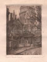 Kaeser vagy Kaiser jelzéssel: Párizs, Sacré Coeur. Rézkarc, papír, lap széle sérült. 13,5x9,5 cm