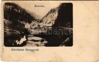 1903 Alsószarvas, Szarvas, Dolny Jelenec (Óhegy, Staré Hory, Besztercebánya); Kiadja Lechnitzky O. 14. sz. / view (vágott / cut)