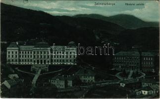 1911 Selmecbánya, Schemnitz, Banská Stiavnica; látkép, M. kir. Bányászati és Erdészeti Főiskola paloták. Joerges kiadása / mining and forestry academy palaces (EK)