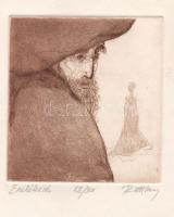 Ruttkay Sándor (1951-): Emlékezés. Rézkarc, papír, jelzett. Számozott: 18/30. Lapszéli apró szakadásokkal. 11x10 cm