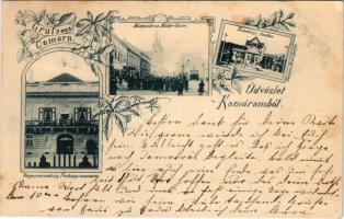 1898 Komárom, Komárnó; Nádor utca, Eszterházy pavillon, Várparancsnokság. Fénynyomat Divald Eperjes / street, pavilion, castle headquarters. Art Nouveau, floral (EK)