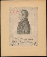 1827 Ferdinand von Lütgendorf-Leinburg (1785-1858): Almássy Lajos (1765-1838), Szepes vármegye országgyűlési követe, alispán, táblabíró portréja. Rézmetszet, papír, jelzett a metszeten, papírlapra ragasztva, 14,5x10,5 cm