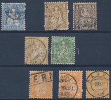 Svájc 1862-1967 8 db bélyeg stecklapon