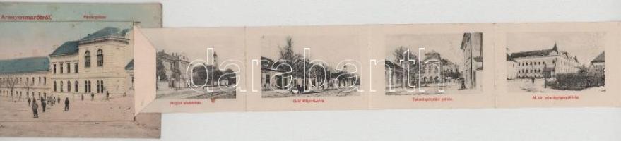 1909 Aranyosmarót, Zlaté Moravce; Vármegyeháza. Steiner Samu kiadása, leporellólap 10 képpel / count...