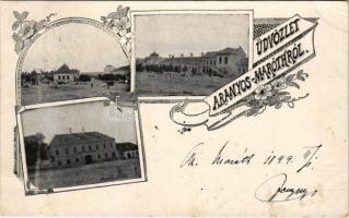 1899 Aranyosmarót, Zlaté Moravce; Megyeháza és Törvényszéki palota, Nagyszálloda. Szecessziós-virágos keret / county hall, court. Art Nouveau, floral frame (EK)