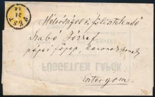 1867 2kr sárga levélen "PEST" - "ESZTERGOM"