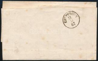 1867 2kr sárga levélen "PEST" - "ESZTERGOM"