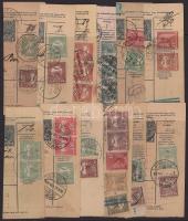 12 db csomagszállító szelvény olvasható bélyegzésekkel berakólapon